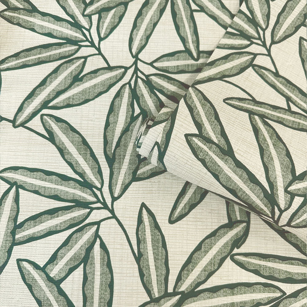 Belgravia Decor Grasscloth Leaf Sage Vinyl Wallpaper Image 2