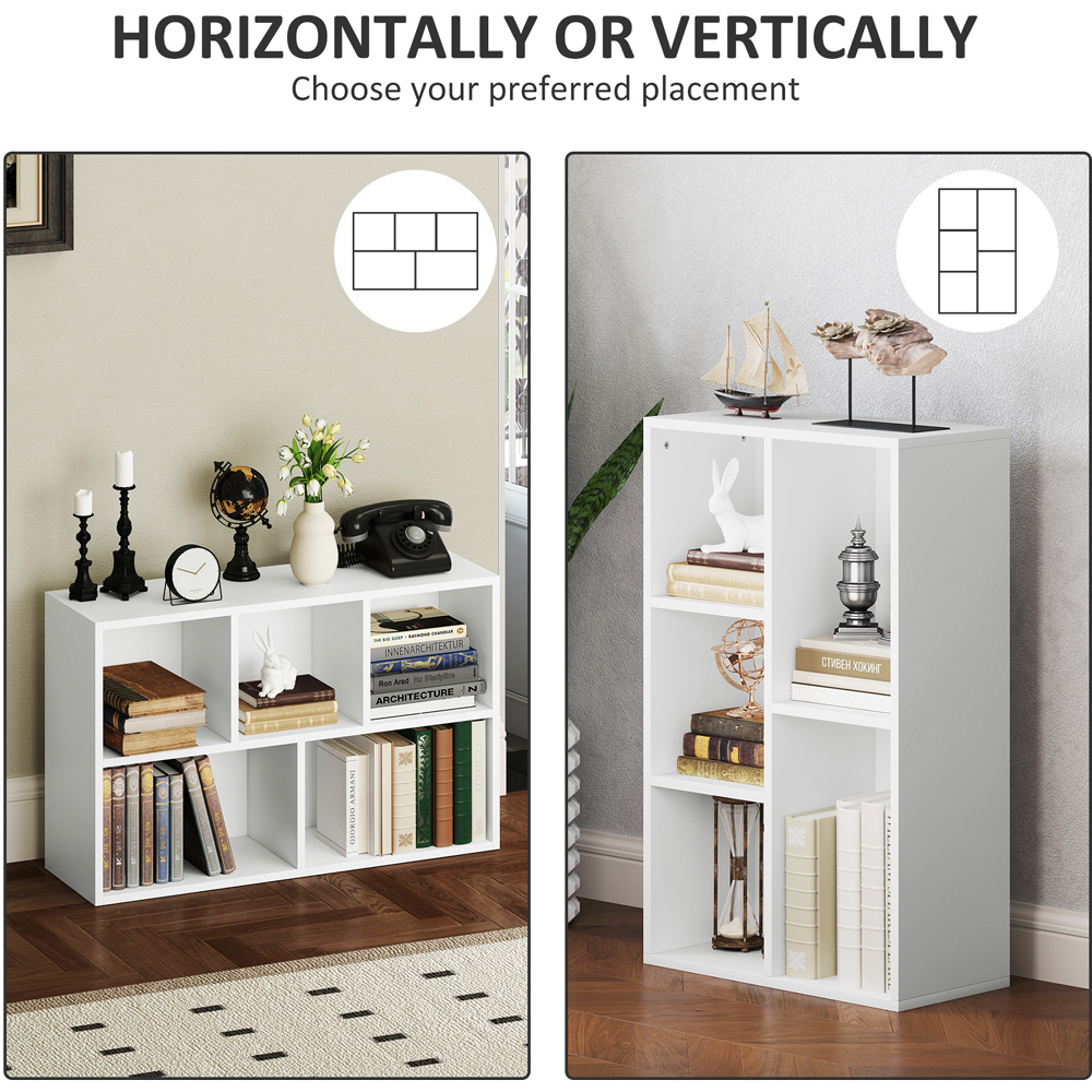 HOMCOM 5 Shelf White Bookshelf Image 5