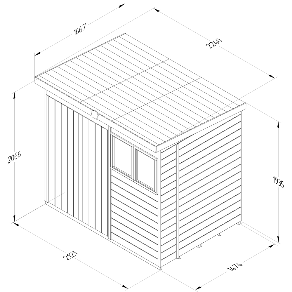 Forest Garden Timberdale 7 x 5ft 2 Opening Pent Shed Image 9