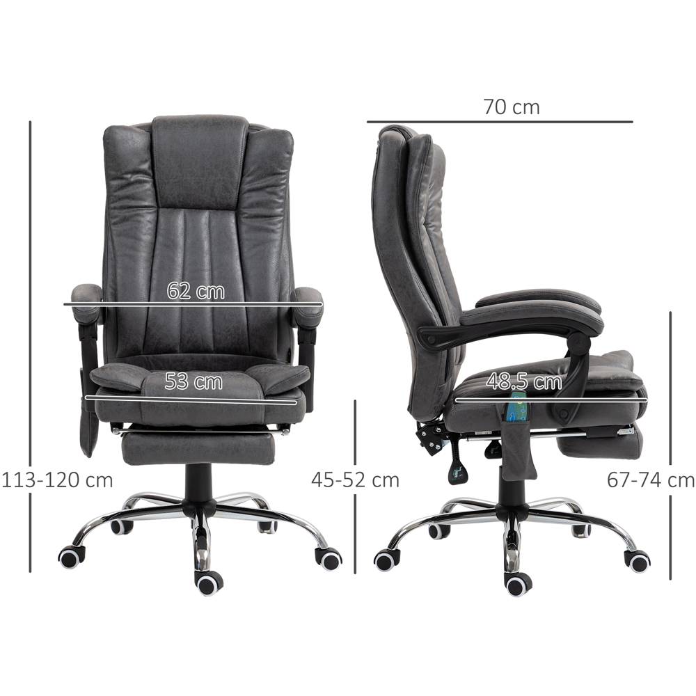 Portland Charcoal Grey Microfibre 6 Point Massage Chair Image 6
