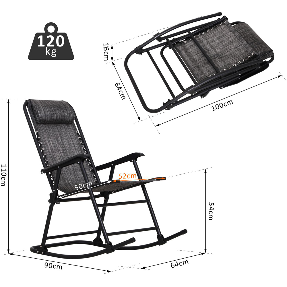 Outsunny Grey Zero Gravity Folding Rocking Recliner Chair Image 7