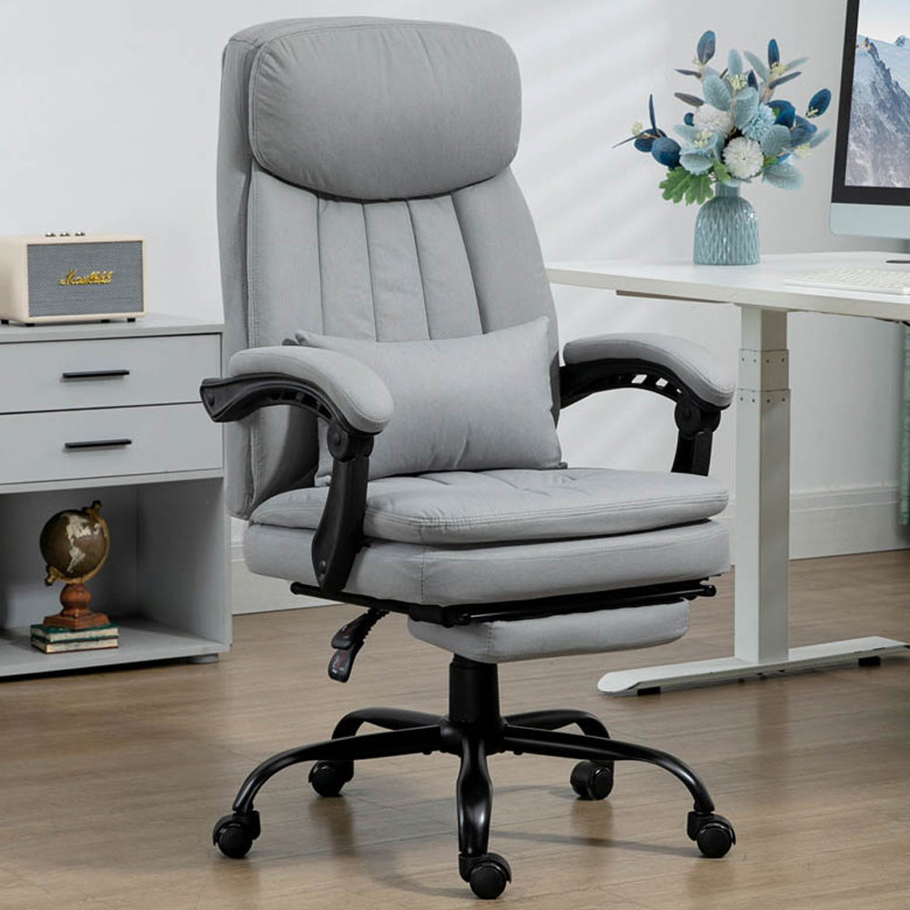 Portland Grey Microfibre Swivel Vibration Massage Office Chair Image 1