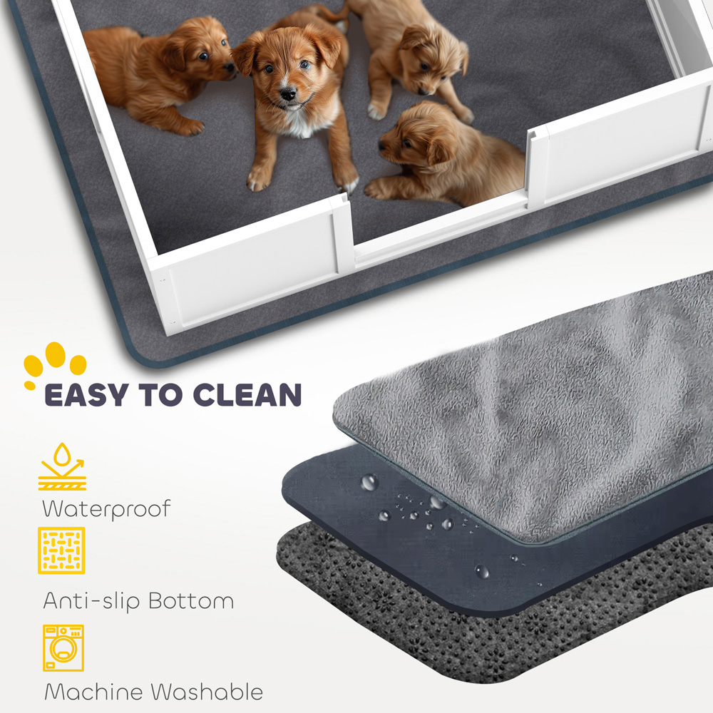 PawHut Medium Two Room Dog Whelping Box with Whelping Pad Image 4