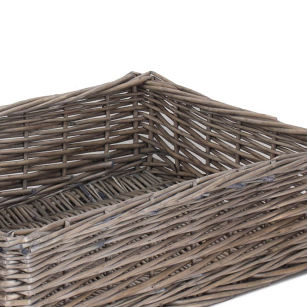 Red Hamper Large Antique Wash Straight Sided Wicker Tray Image 3