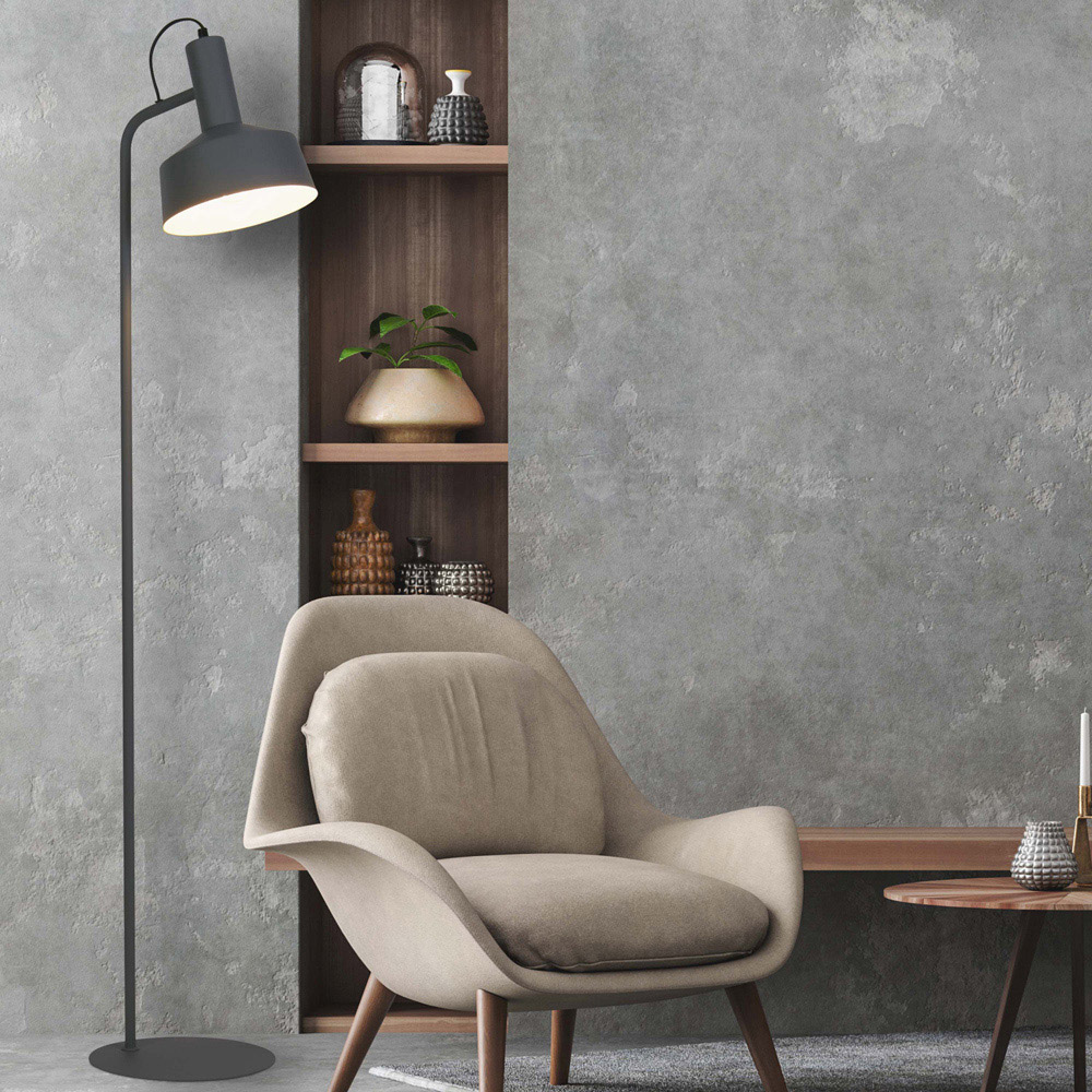 Lighting Collection Grey Metal Floor Lamp Image 2