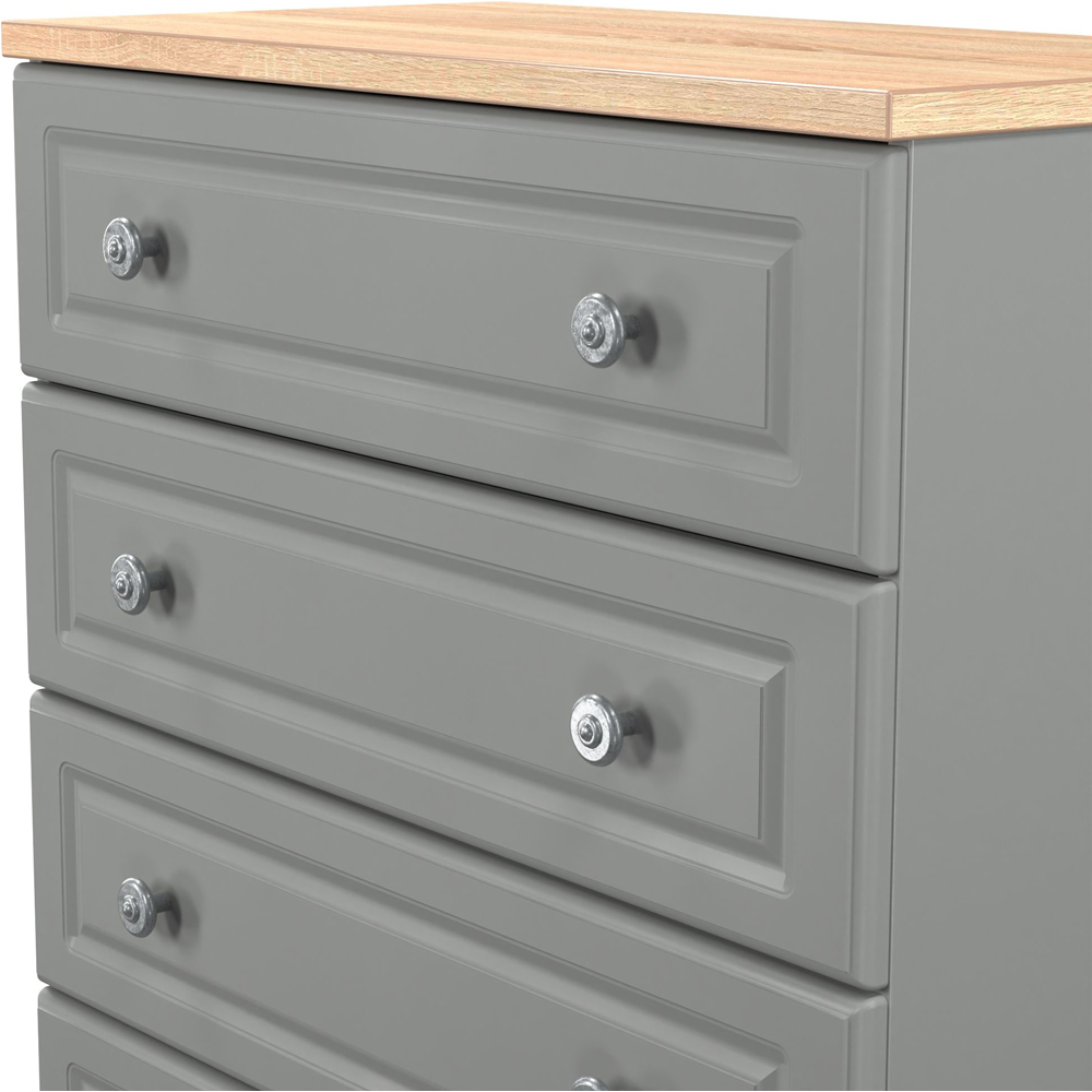 Crowndale Norfolk 4 Drawer Dusk Grey and Bardolino Oak Chest of Drawers Ready Assembled Image 5