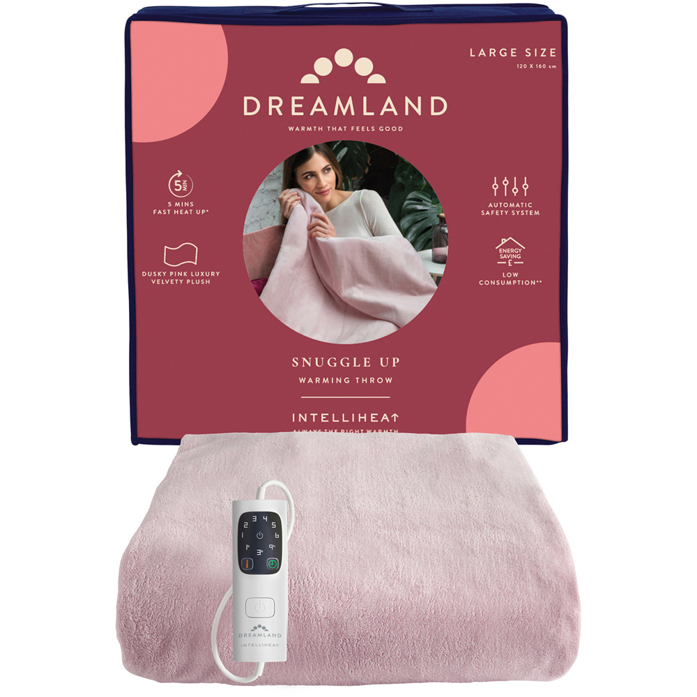 Dreamland Snuggle Up Pink Velvet Heated Throw 120 x 160cm Image 3