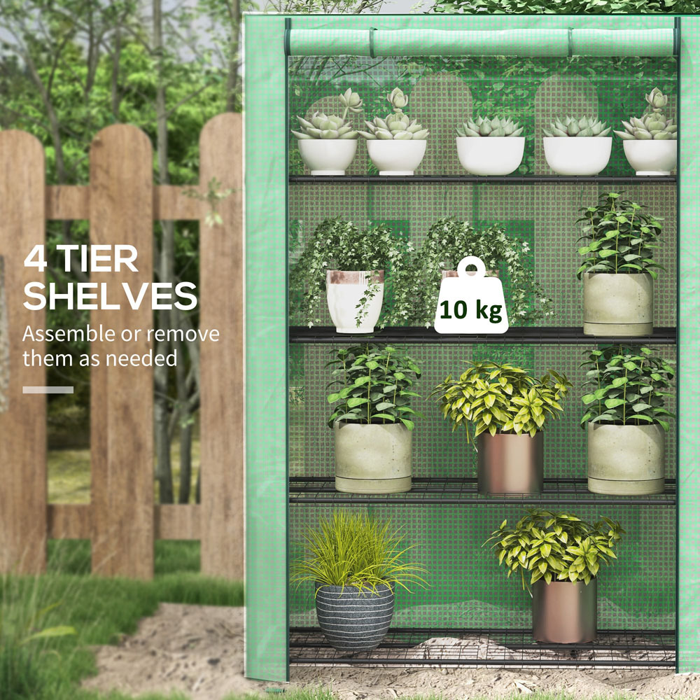 Outsunny Green Plastic 4 x 1.6ft 4-Tier Mini Greenhouse Image 4