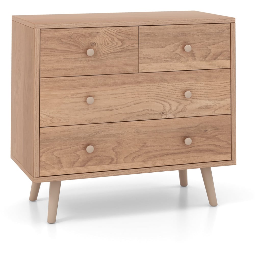 Costway 4 Drawer Natural Chest of Drawers Image 2