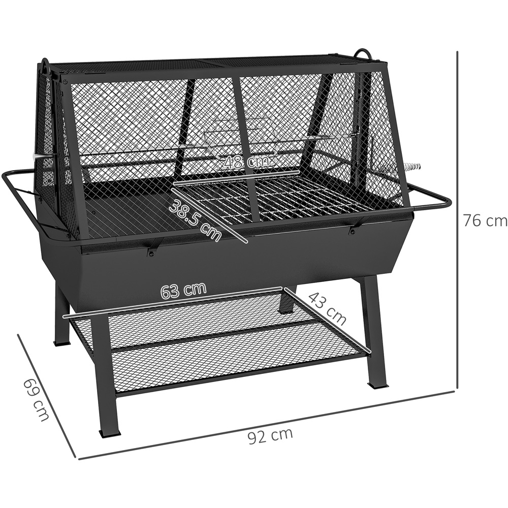 Outsunny 3 in 1 Charcoal Barbecue Grill with Mesh Lid Image 7