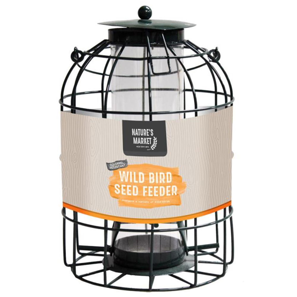 Natures Market Wild Bird Seed Feeder Cage with Guard Image 1