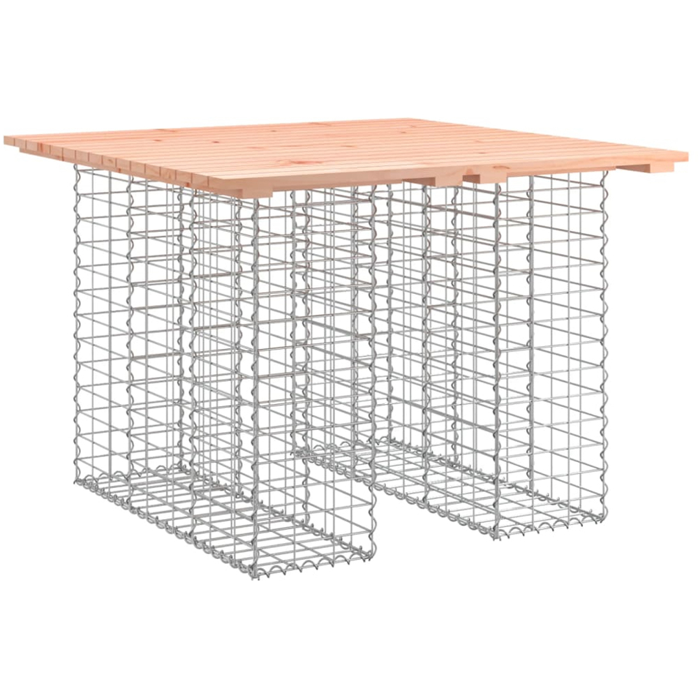 vidaXL Natural Solid Douglas Wood Gabion Design Garden Table 102 x 100 x 72cm Image 1