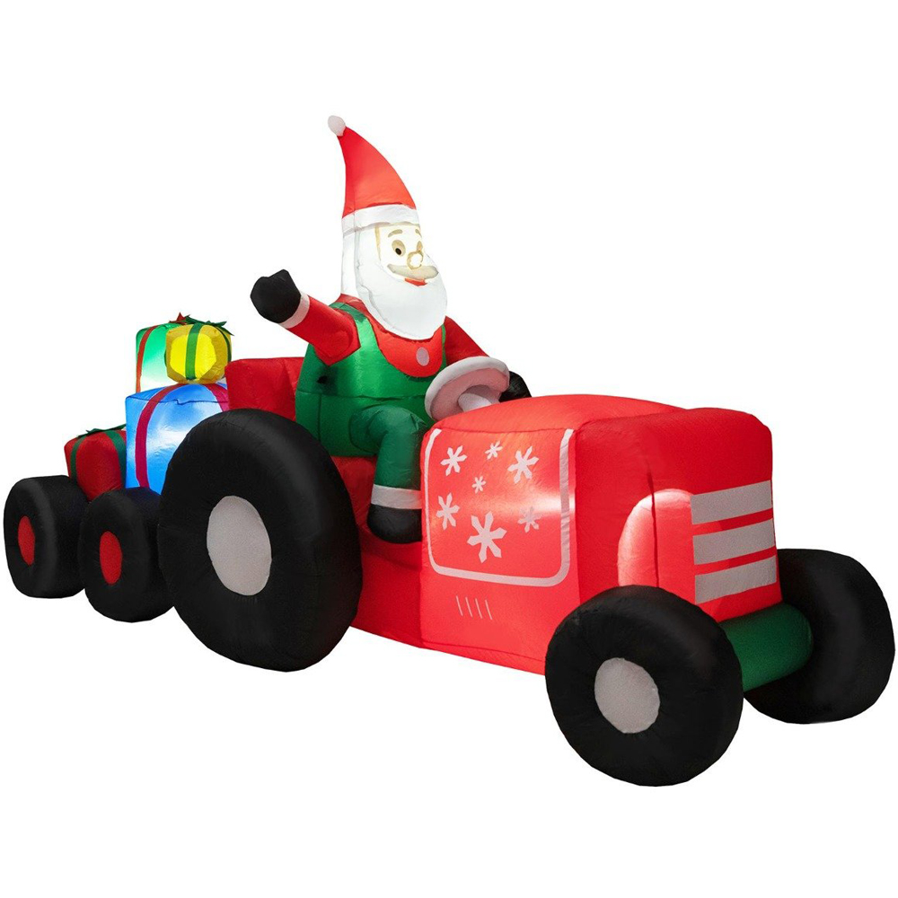 Costway Santa Claus Driving a Tractor with Gifts LED Inflatable Decoration 4.9 x 8.8 x 3.1ft Image 2