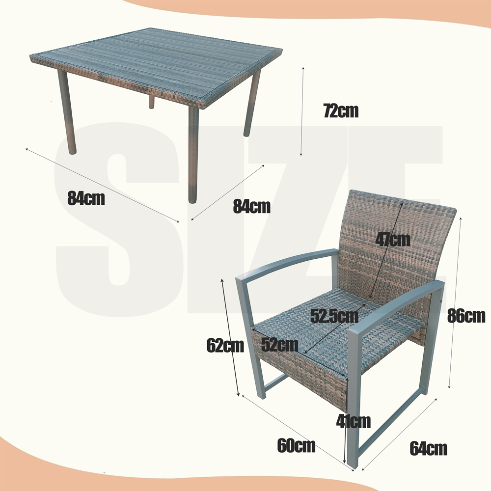 Furniture One 4 Seater Rattan Square Garden Dining Set Image 7