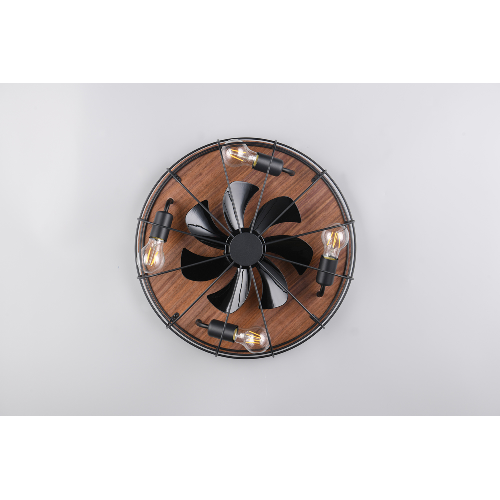 TRIO Trondheim Matt Black Ceiling Light with Fan Image 7