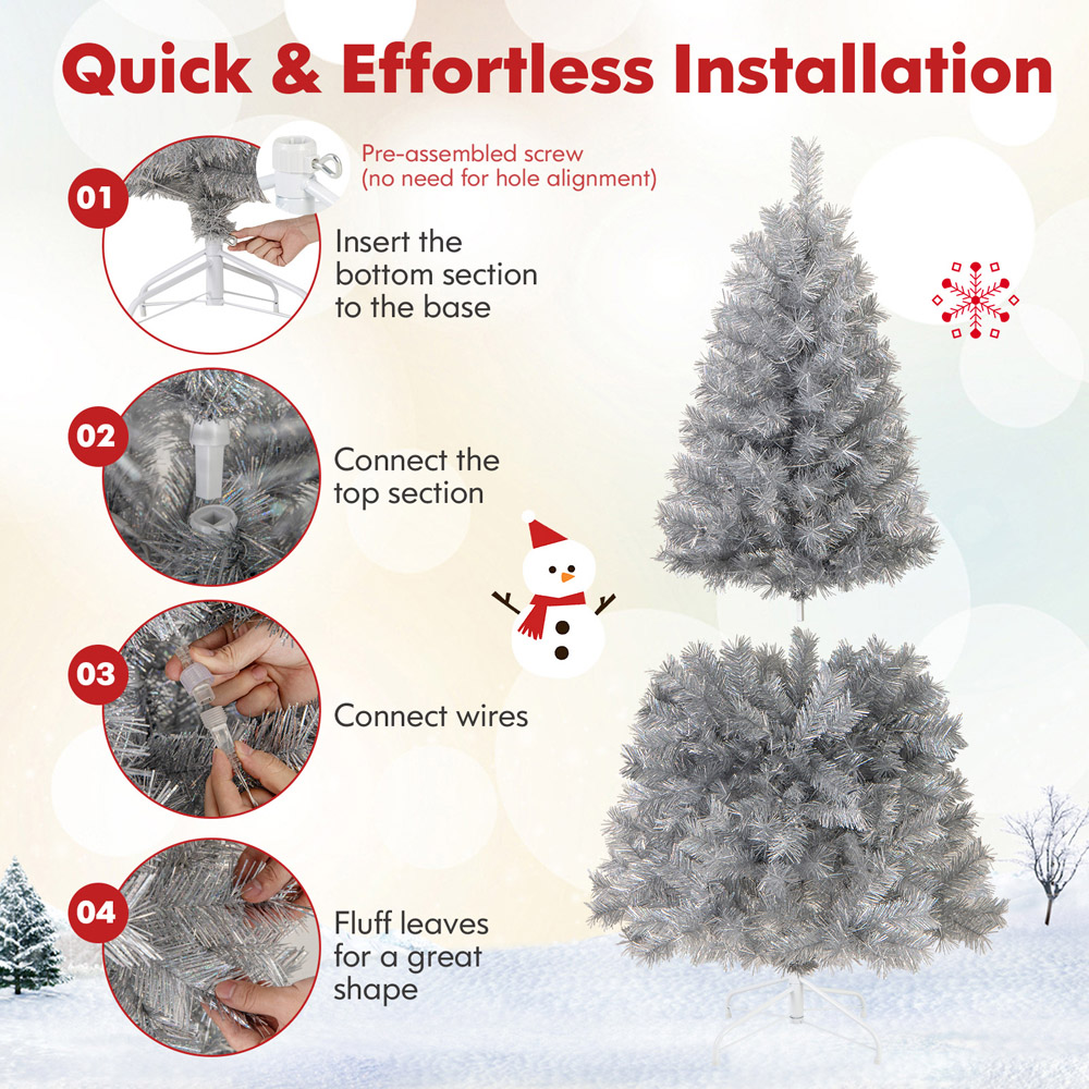 Costway 170 Warm White LED Pre-Lit Artificial Christmas Tree 5ft Image 8