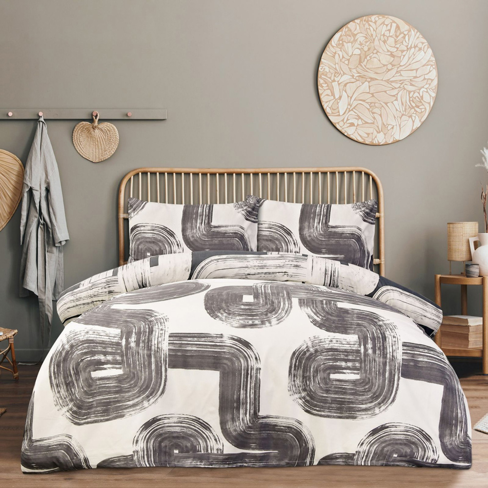 Smart Living Double Black Elemental Geo Reversible Duvet Set Image 1