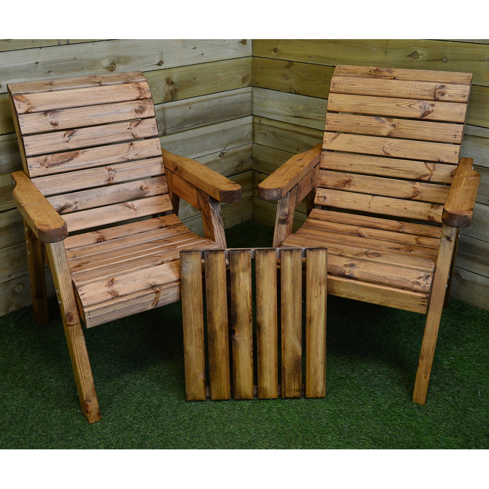 Samuel Alexander 2 Seater Chunky Rustic Wooden Garden Loveseat with Tray Image 8