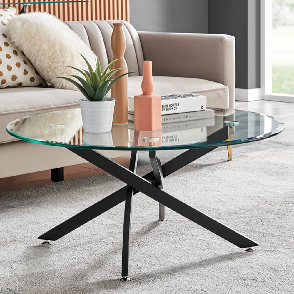 Furniturebox Arona Round Black Glass Coffee Table Image 1