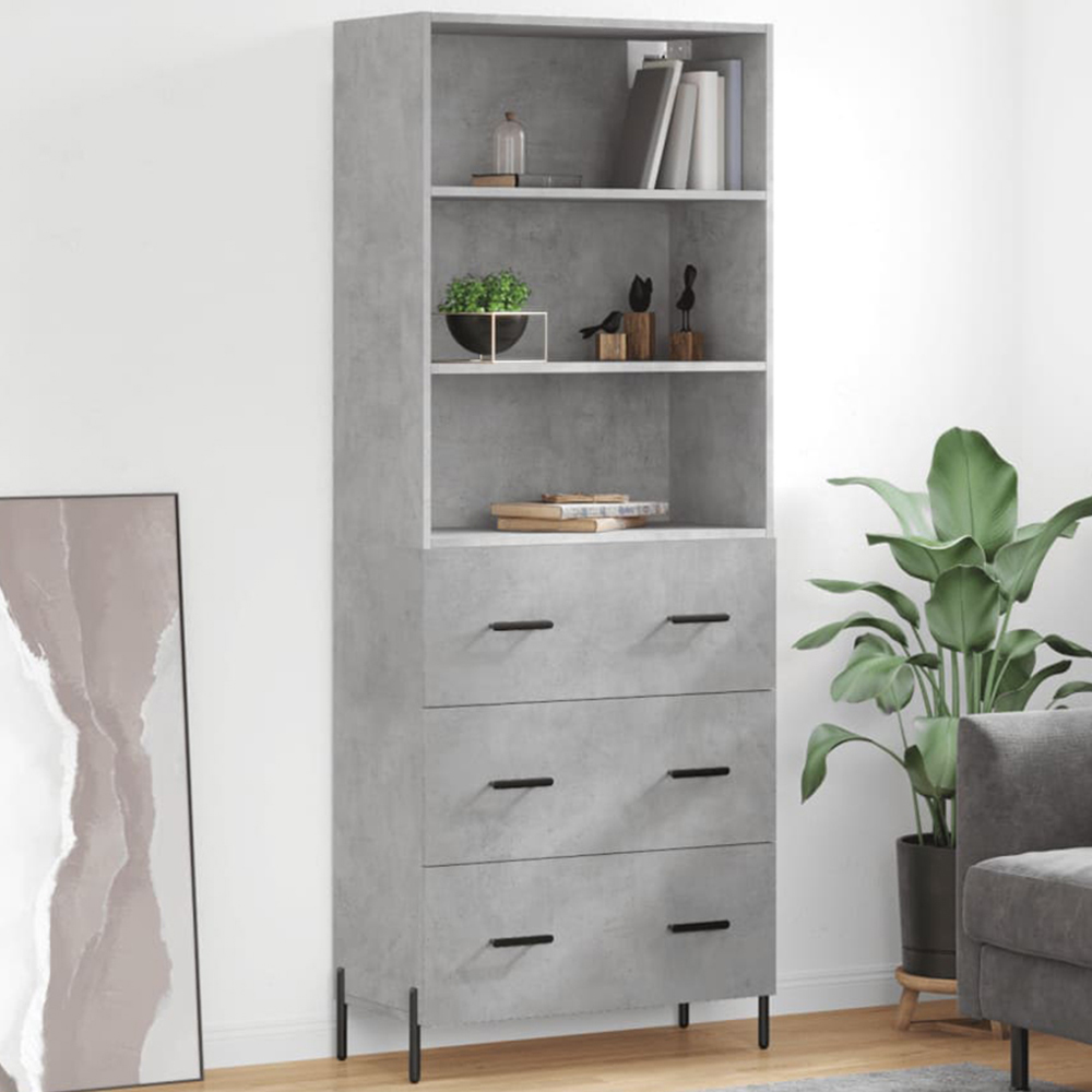 vidaXL 3 Drawer 3 Shelf Concrete Grey Highboard Image 1