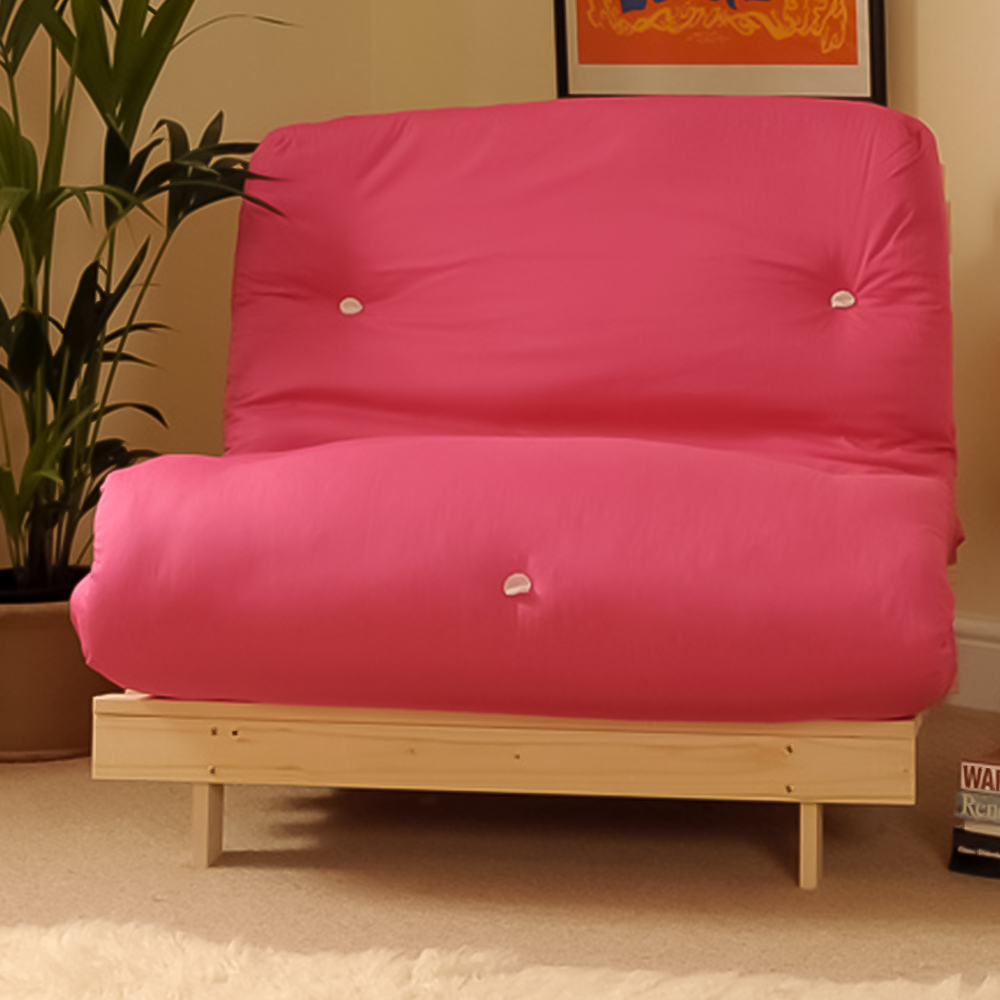 Brooklyn Luxury Small Single Sleeper Pink Futon Base and Mattress Image 1