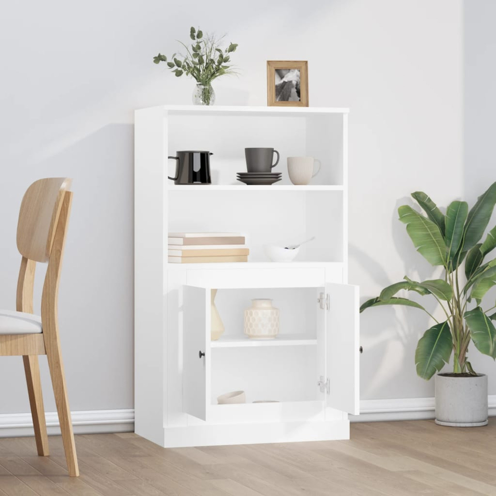 vidaXL 2 Door 2 Shelf White Highboard Image 8
