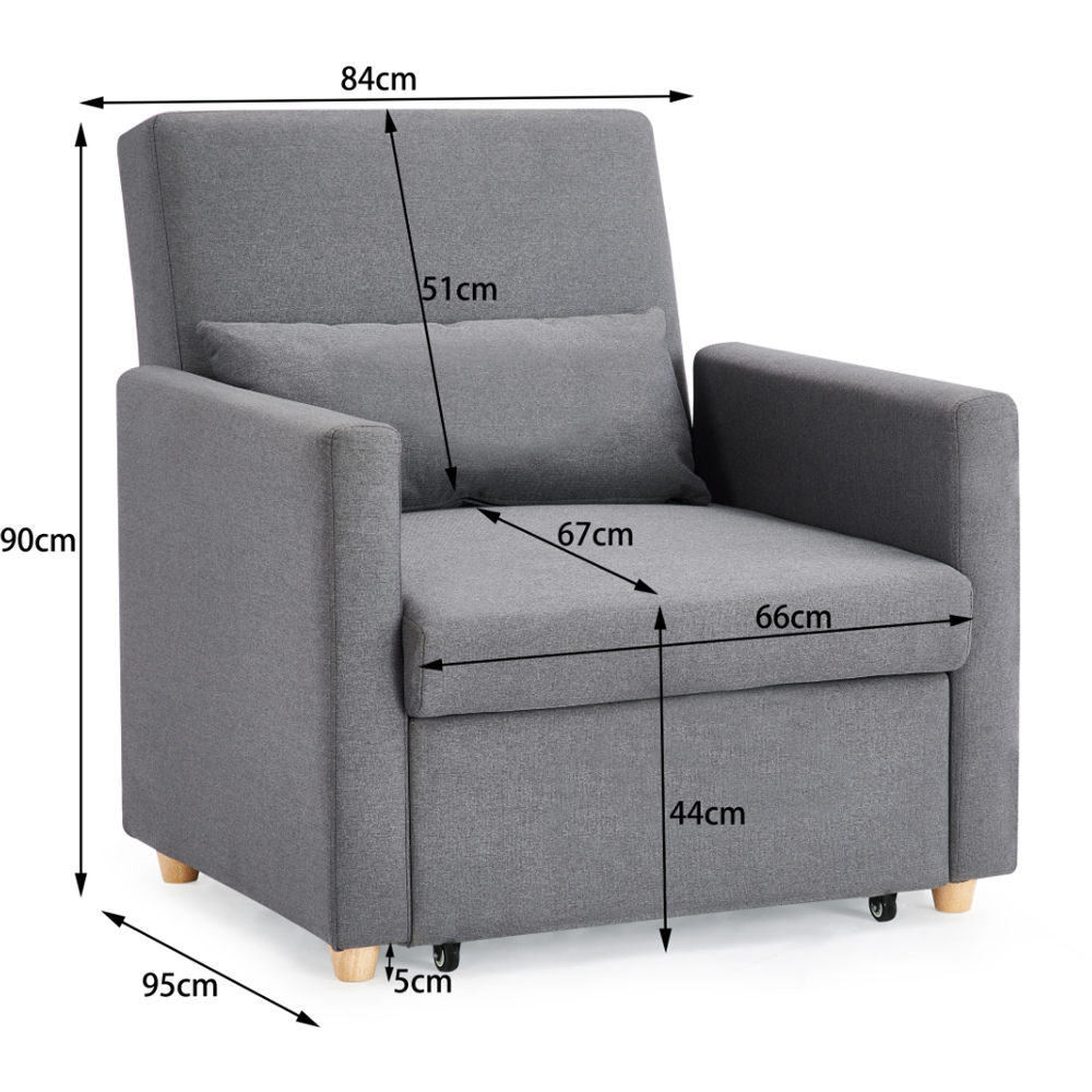 Home Detail Ross Single Sleeper Dark Grey Chair Bed Image 8