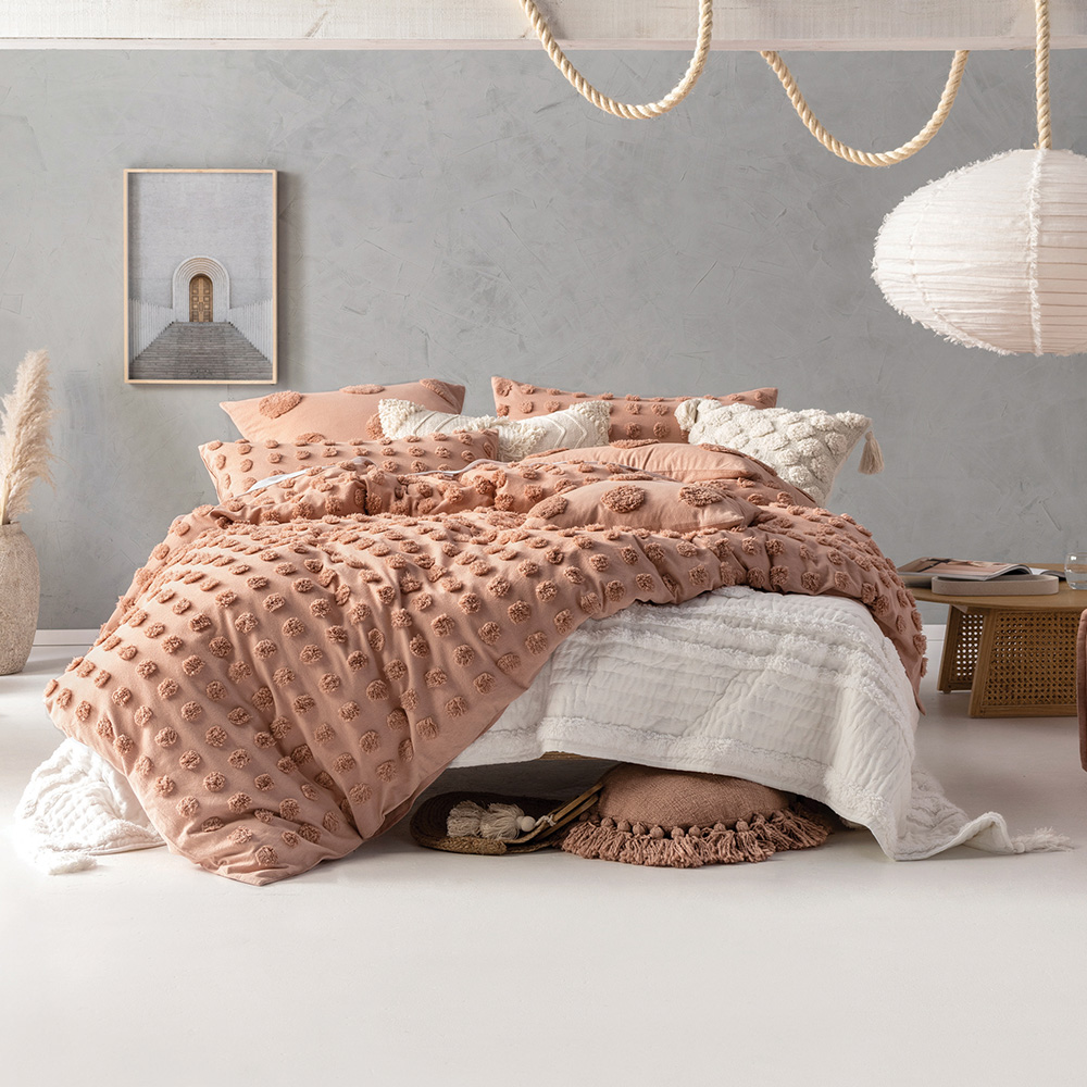 Linen House Haze Single Cream Tufted Duvet Cover Set Image 1