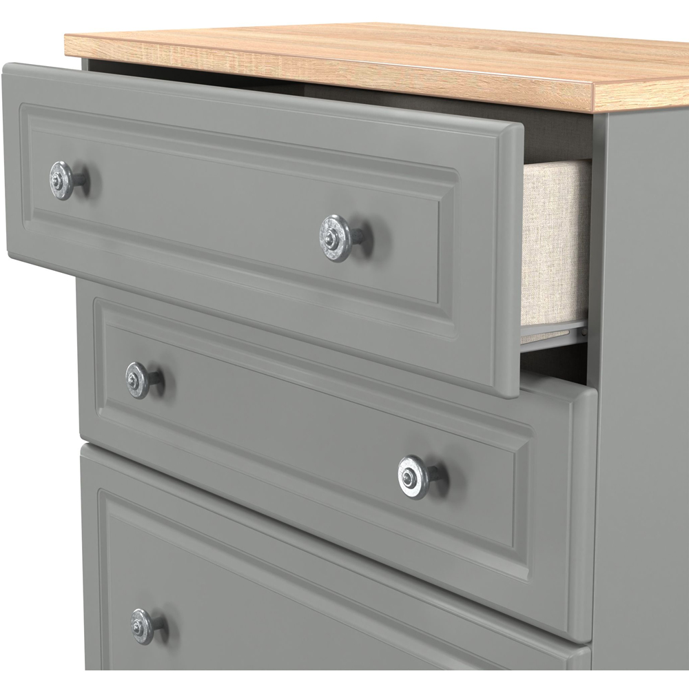Crowndale Norfolk 4 Drawer Dusk Grey and Bardolino Oak Deep Chest of Drawers Ready Assembled Image 5