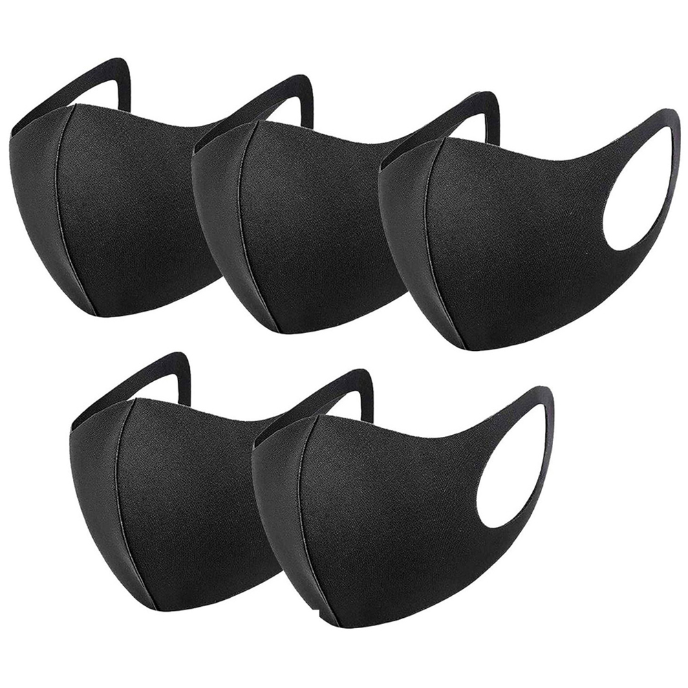 Termin8 Unisex Black Breathable and Reusable 3D Shape Face Mask with Ear Loops 5 Pack Image 1