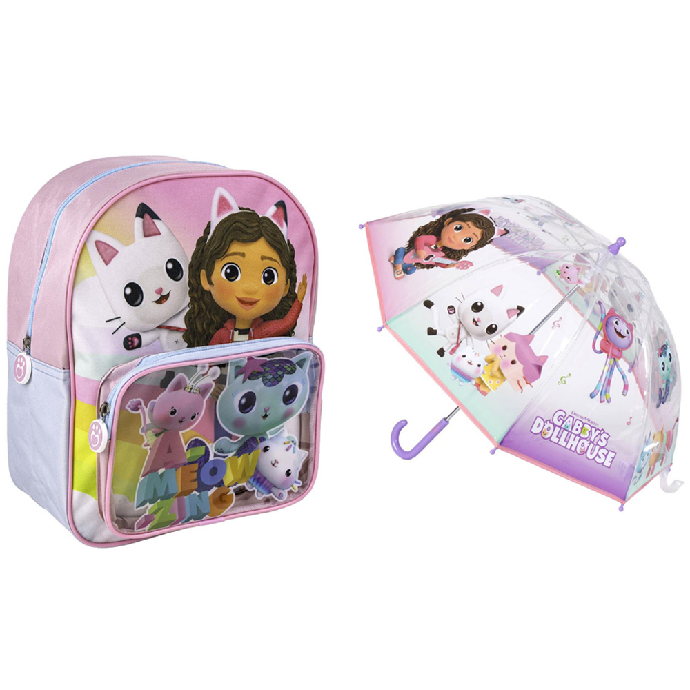 Gabby's Dollhouse Back To School Children Backpack and Umbrella Set Image 1