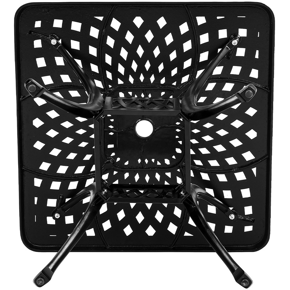 Living and Home Cast Aluminium Square Dining Table Black Image 6