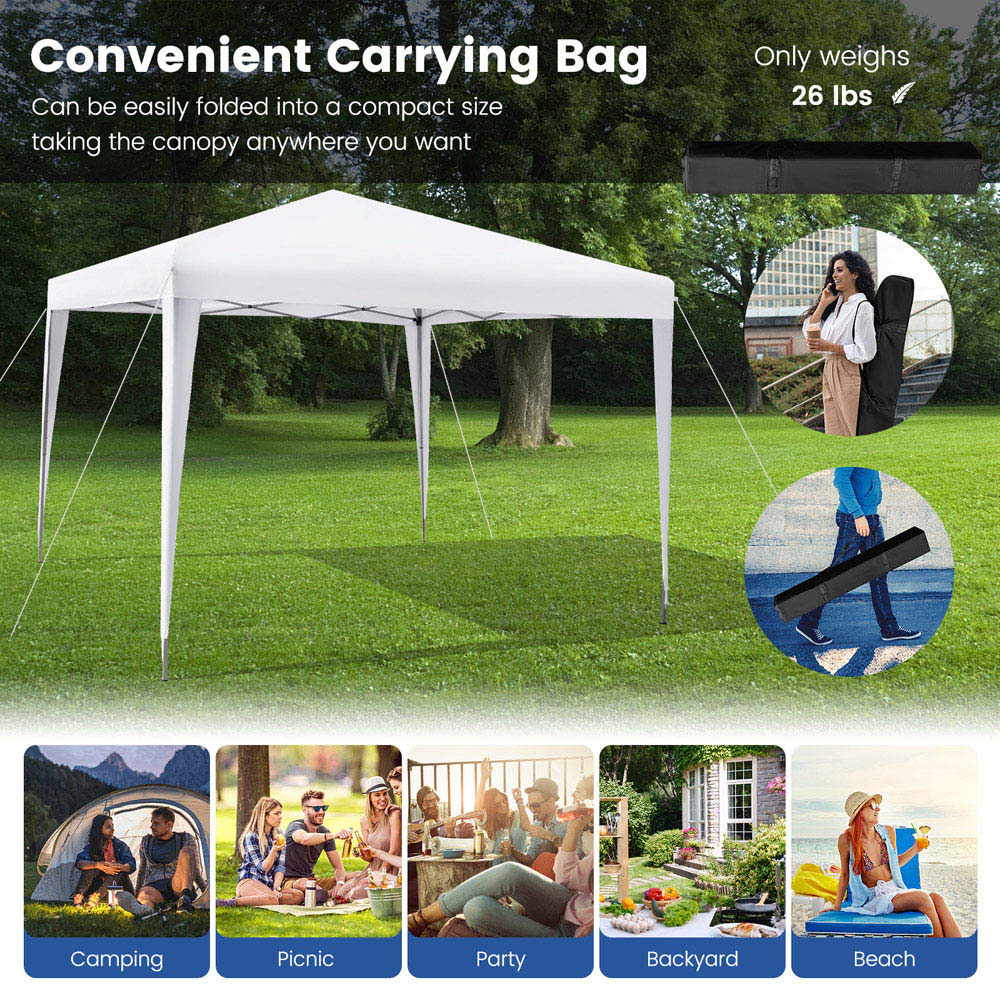 Costway White Outdoor Portable Canopy with Carrying Bag 2.95m Image 4
