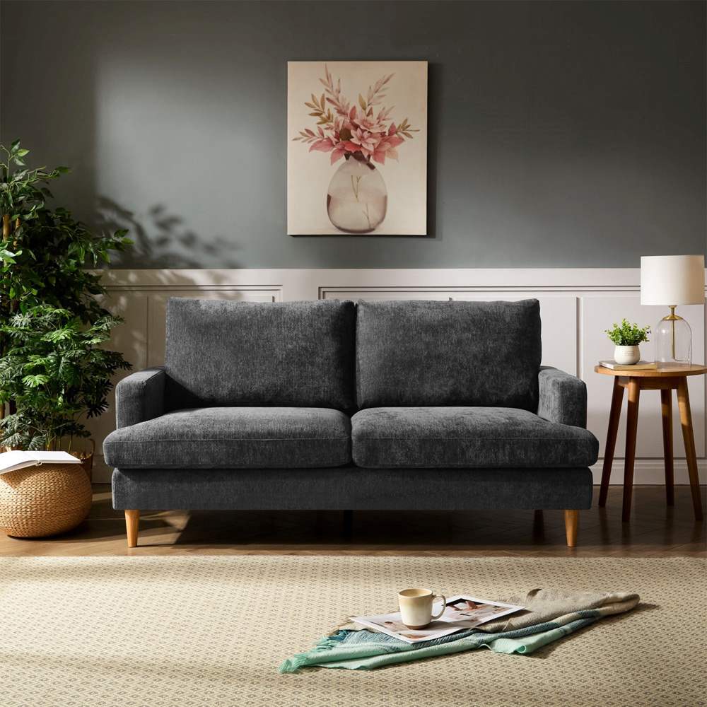 Artemis Home Newsome 3 Seater Dark Grey Fabric Sofa Image 3