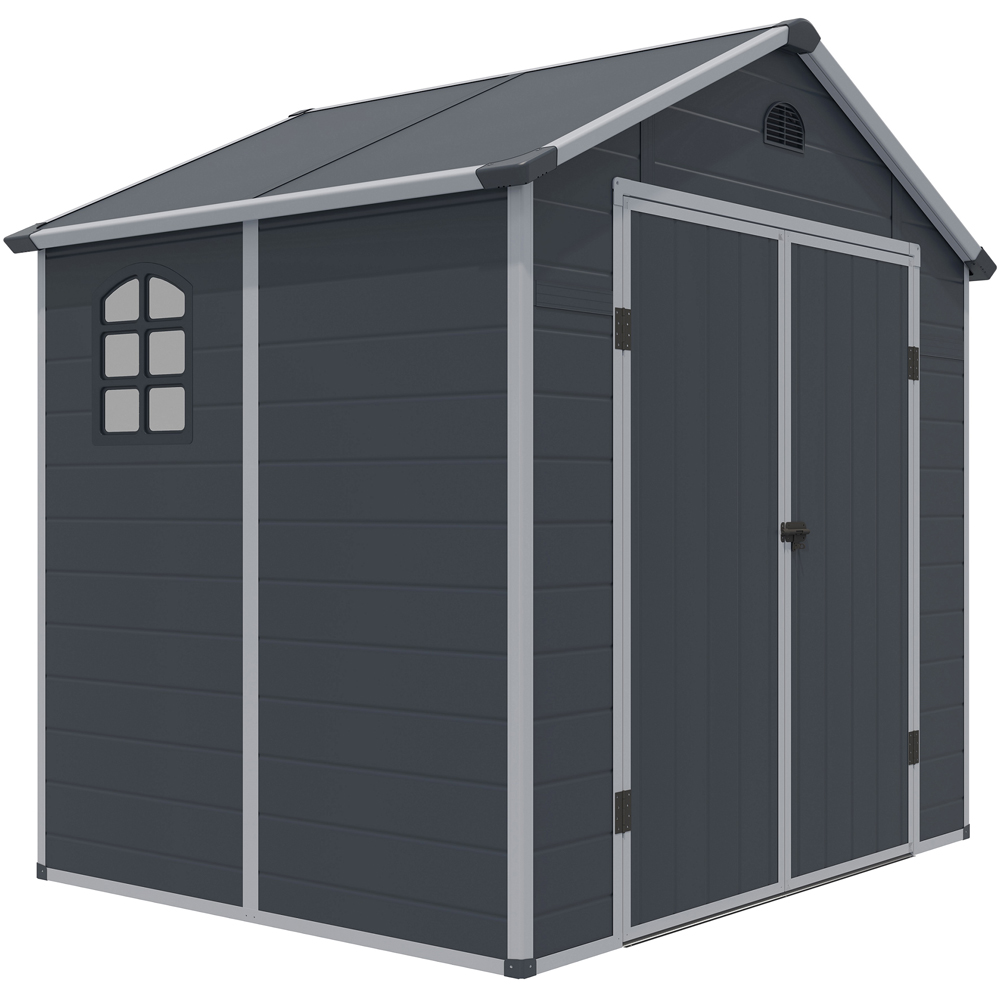 Rowlinson Airevale Plastic Apex Shed Dark Grey with Foundation Kit 8 x 6ft Image 1