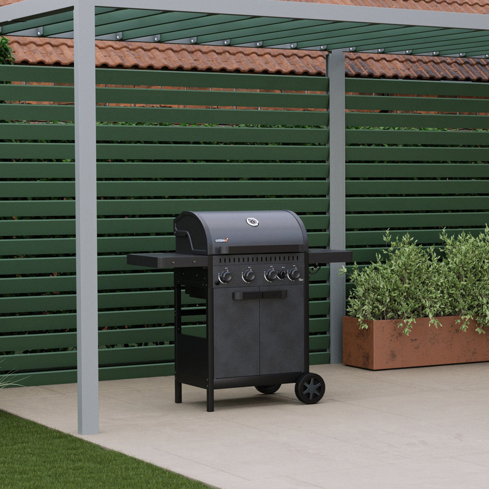 Ottimo 350 4 Burner Matt Grey and Black Gas BBQ with Side Burner Image 2