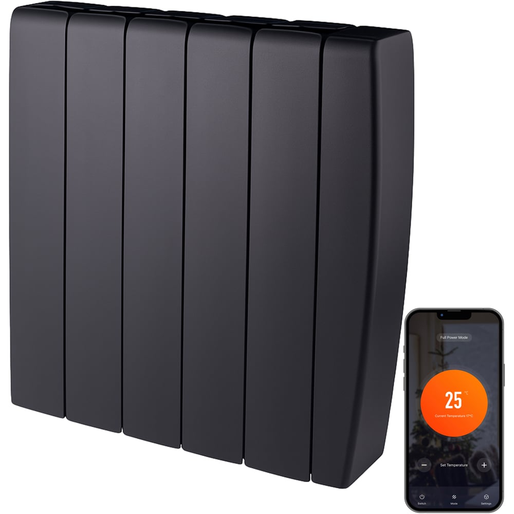 TCP Smart Black Ceramic Electric Radiator 1500W Image 1