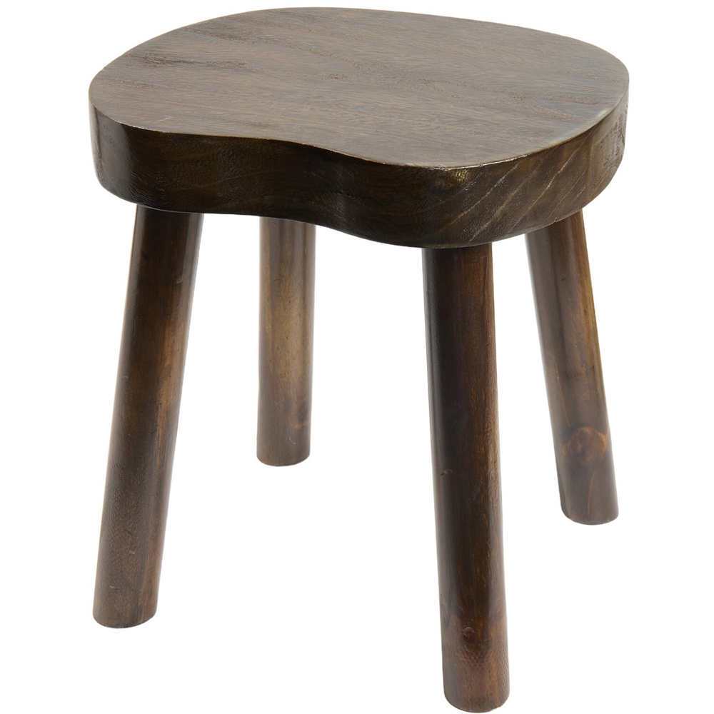 Dark Wood Footstool Brown Image 2