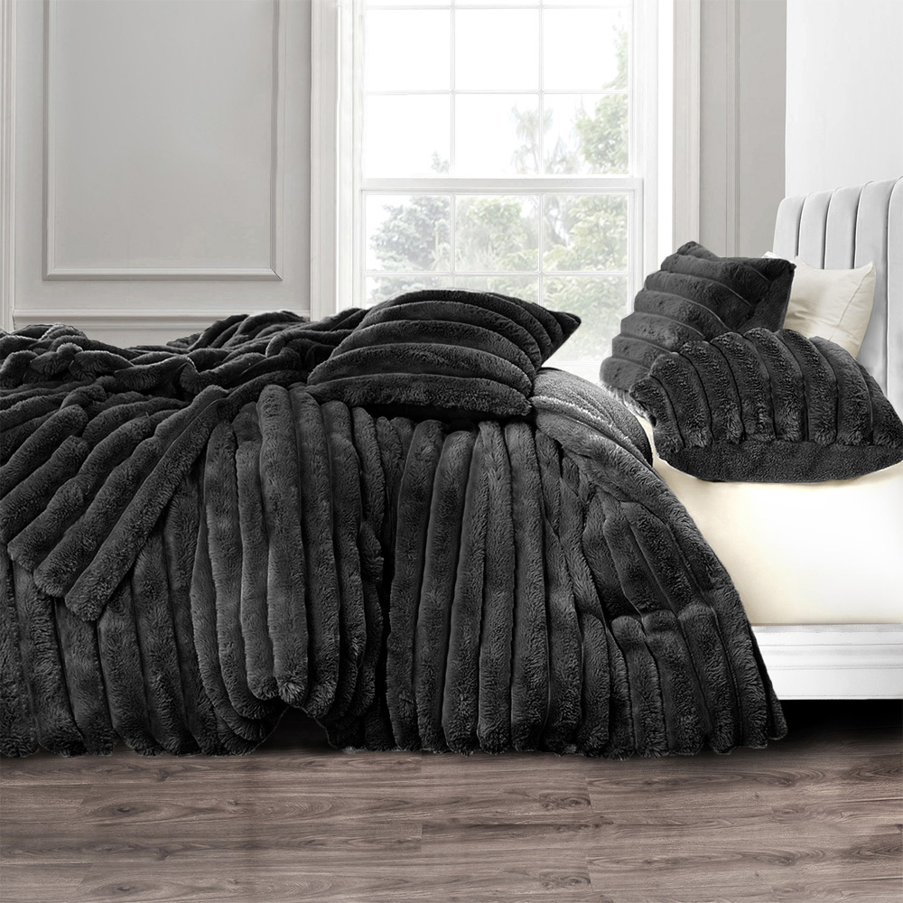 Velosso King Size Black Jumbo Cord Duvet Set Image 1