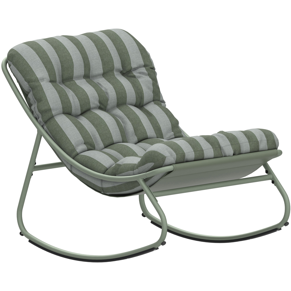 Charles Bentley Porto Green Stripe Olefin Fabric Garden Rocking Chair Image 2