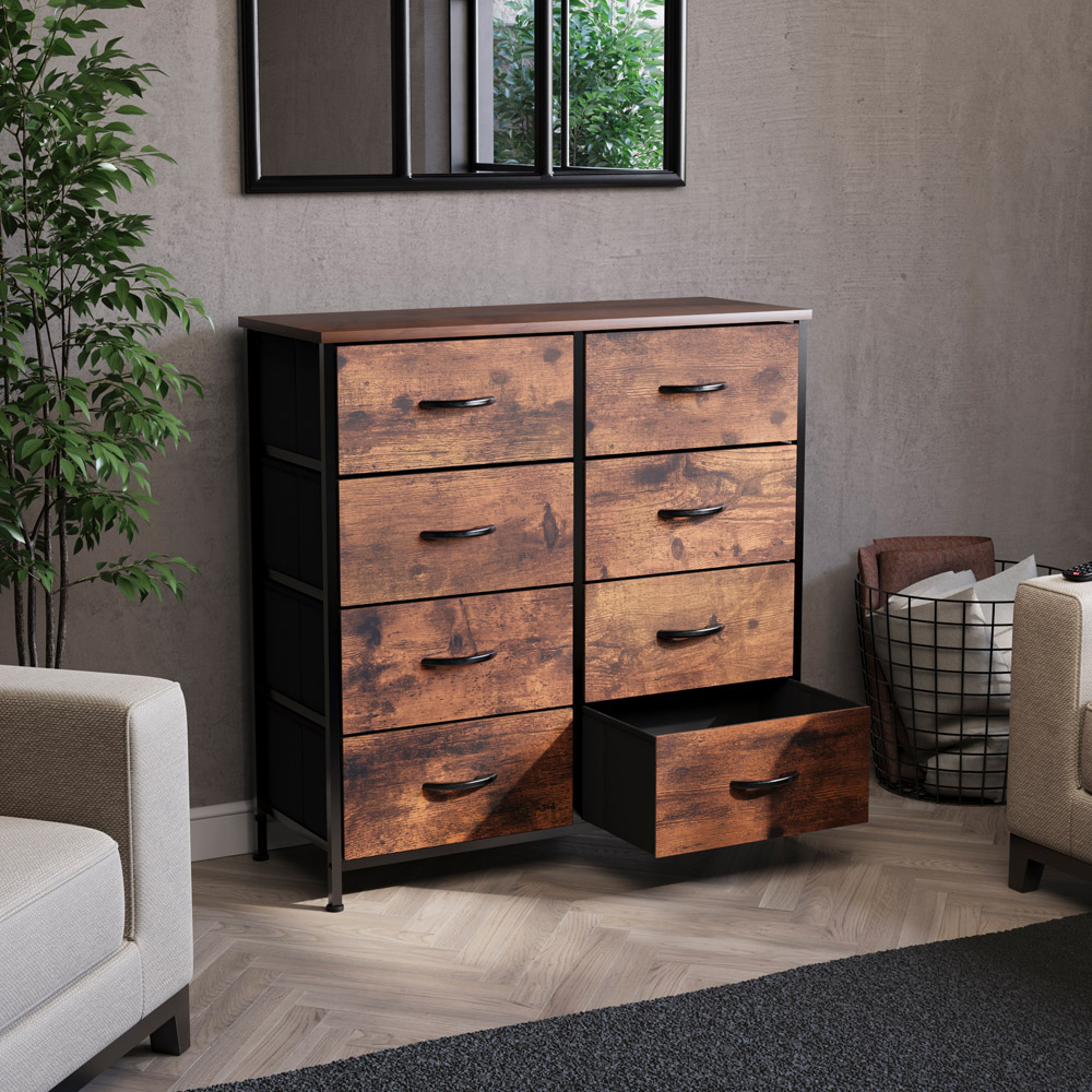 VIDA DESIGNS Chorley 8 Drawer Rustic Brown Fabric Chest of Drawer Image 5