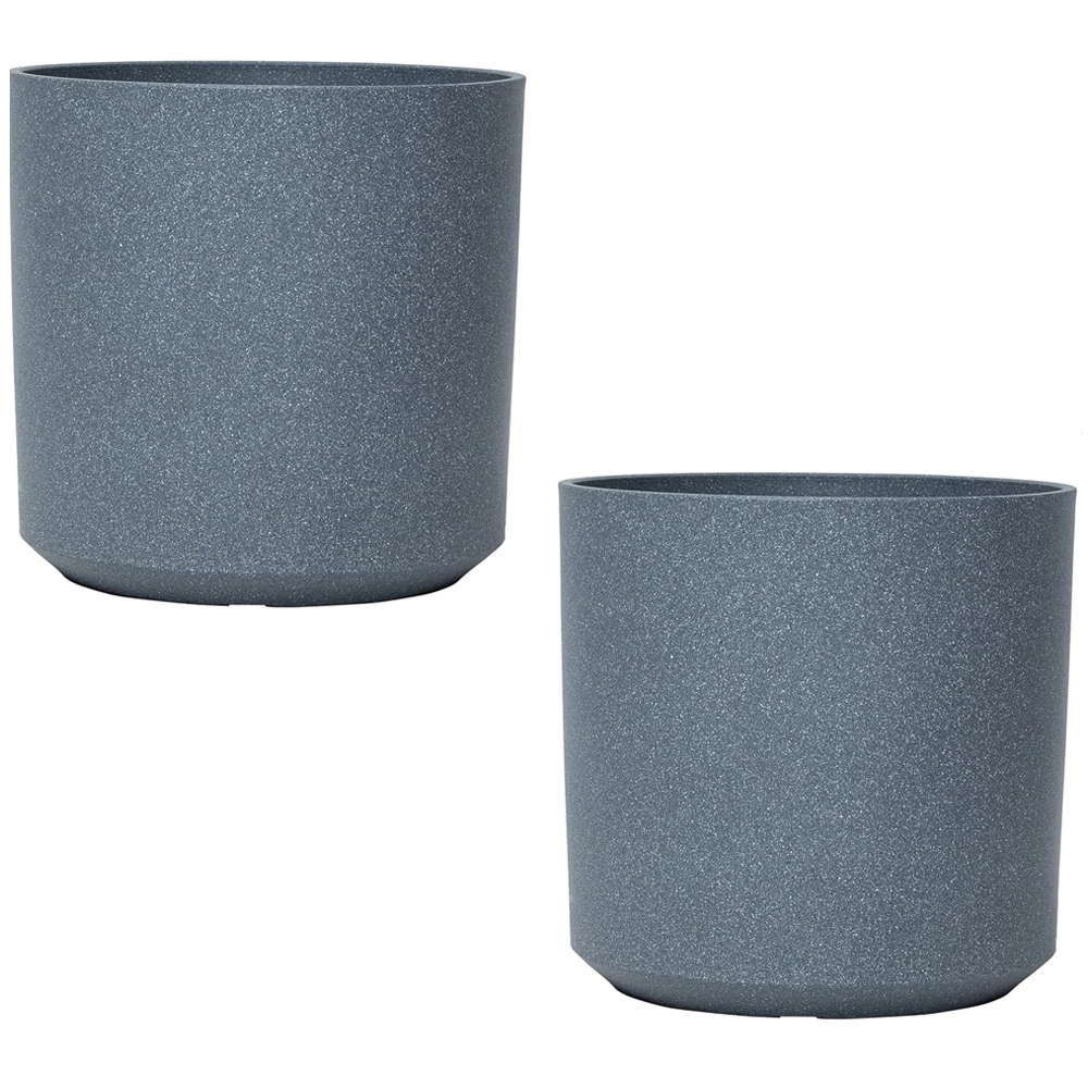 Garden Gear Grey Cylinder Planter 31cm 2 Pack Image 1