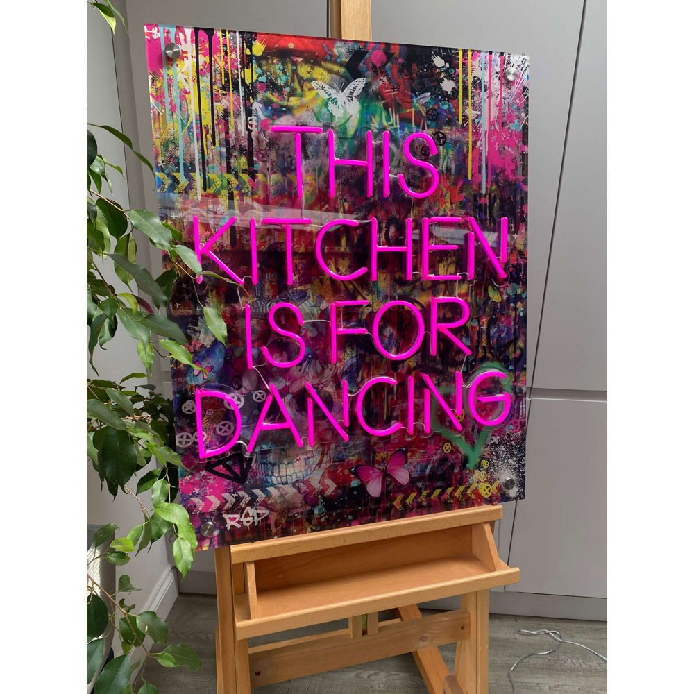 Splashbax This Kitchen is for Dancing Unframed LED Neon Wall Art Image 4