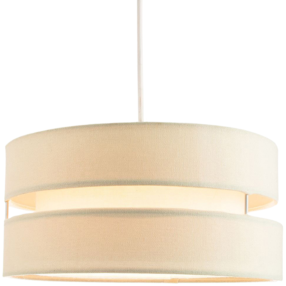 Happy Homewares Contemporary 3 Tier Cream Linen Fabric Pendant Shade Image 3