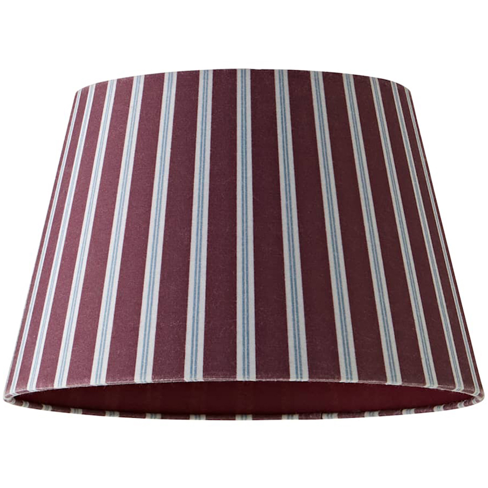 ValueLights Collins Burgundy and Navy Striped Fabric Easy Fit Ceiling Lamp Shade 28cm Image 1