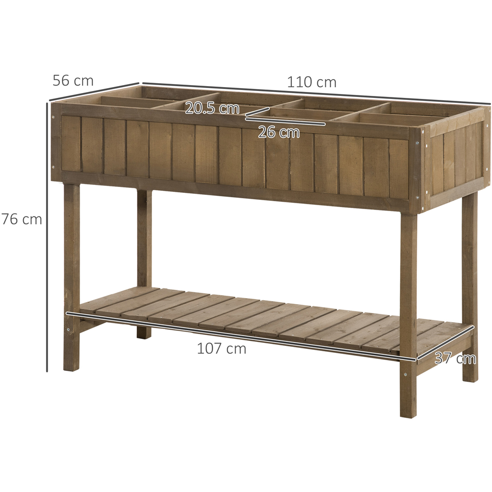 Outsunny Brown Wooden 8 Cube Herb Planter Stand with Shelf Image 8