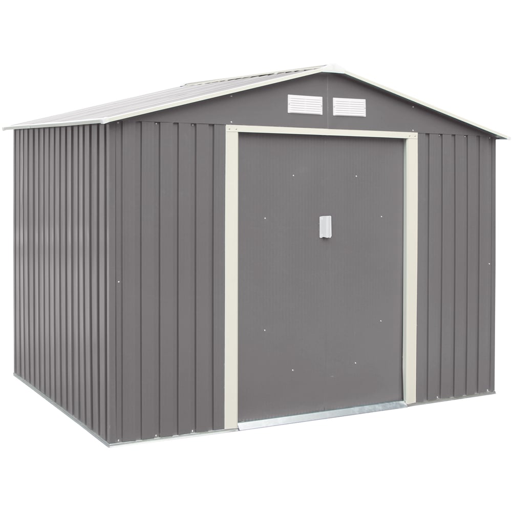 Rowlinson Trentvale Metal Apex Shed Light Grey with Foundation Kit 8 x 6ft Image 1