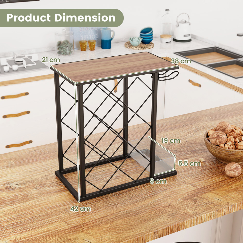 Costway 8 Bottle Countertop Wine Rack with Storage Image 9