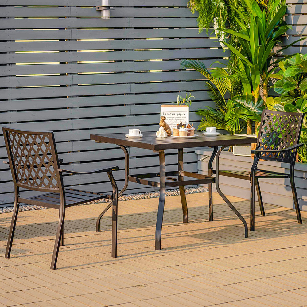 Costway Set of 2 Black Stackable Patio Dining Chair Image 1