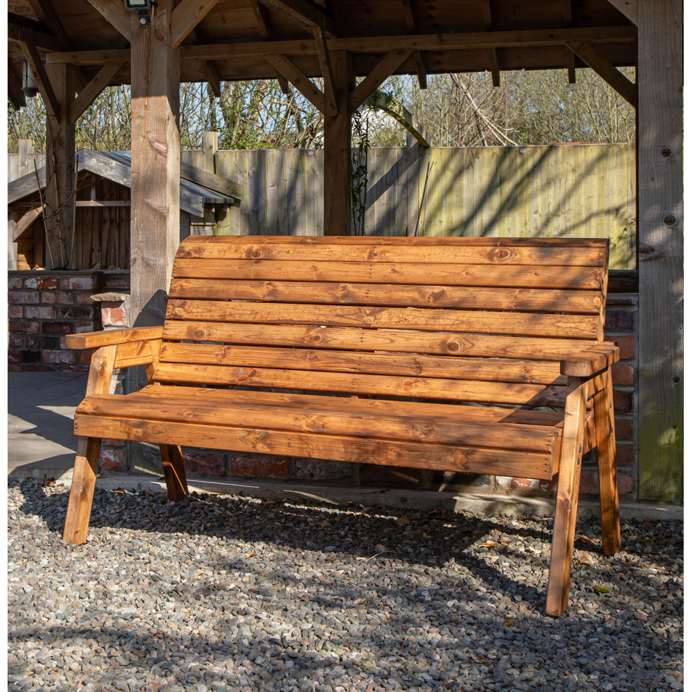 Samuel Alexander 3 Seater Rustic Wooden Assembled Garden Bench Image 8